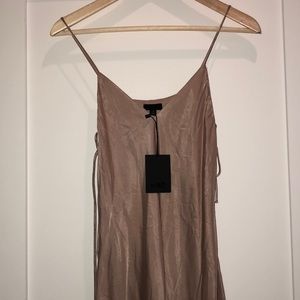 NBD MAUVE SILK SLIP DRESS